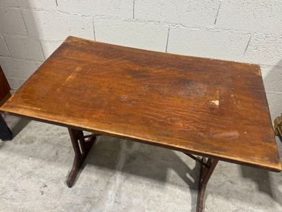 Rectangular bistro table, oak top, cast-iron...