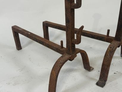Pair of cast iron landiers.
19th century.
63...