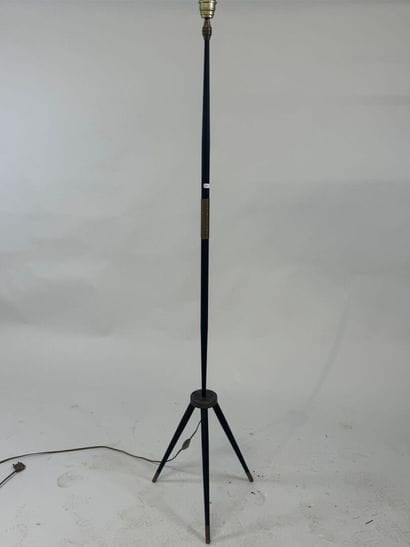 Tripod floor lamp base in black metal and...