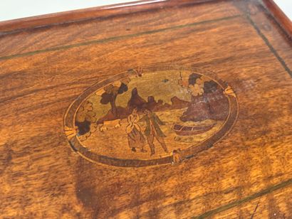 Small table in wood and marquetry decorated...