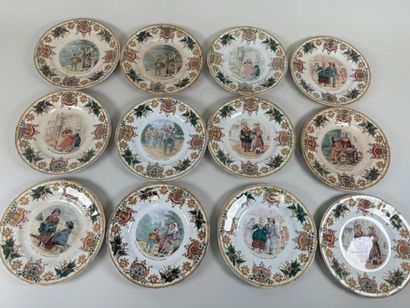 SARREGUEMINES.
Twelve polychrome earthenware...
