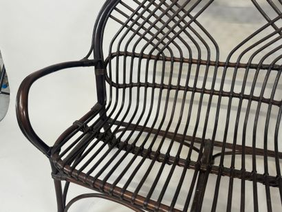 Bench seat in bentwood and stained wicker.
90...