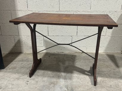Rectangular bistro table, oak top, cast-iron...