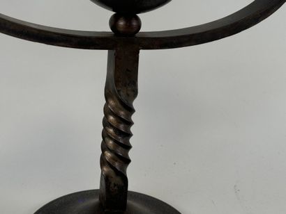 Two-light metal candlestick, circular base,...