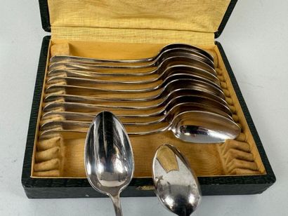 Twelve small spoons in silver-plated metal,...