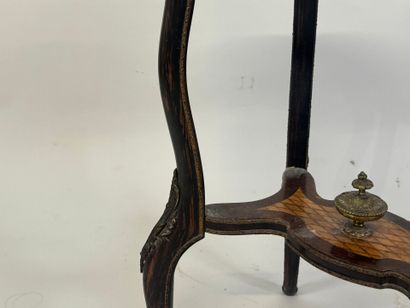 Small pedestal table in veneer and marquetry,...