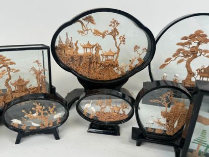 ASIA, 20th century.
Set of eleven cut cork...