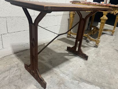 Rectangular bistro table, oak top, cast-iron...