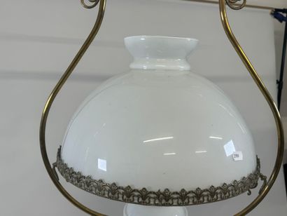 Hanging lamp in opaline glass and brass.
H....