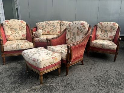 Stained beech salon furniture including a...