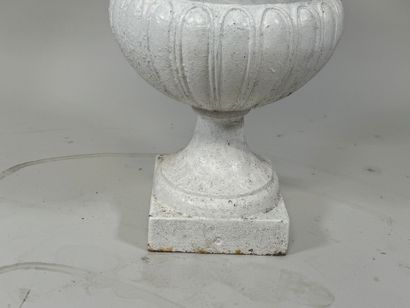 Painted cast-iron garden basin with gadrooned...