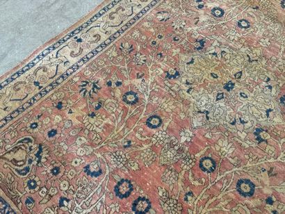 Hand-knotted wool rug decorated with foliate...