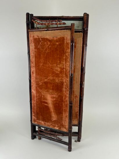Three-leaf japanese folding screen, the bamboo...