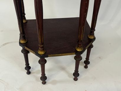 Small gilded brass and veneered canted table,...