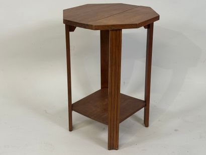 Small octagonal pedestal table in molded...