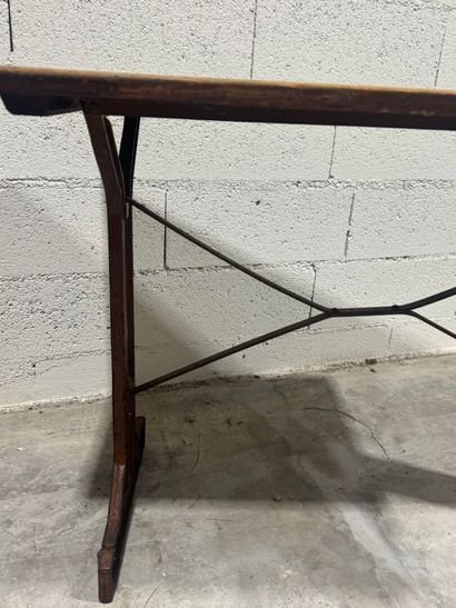 Rectangular bistro table, oak top, cast-iron...