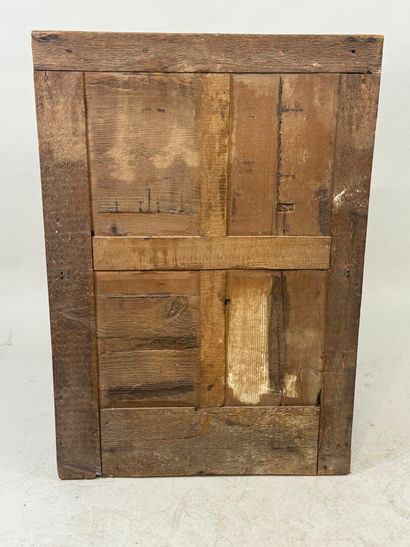 Rectangular wood and gilded stucco mirror...