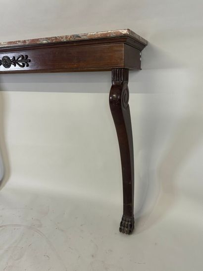 Large rectangular console in molded and carved...