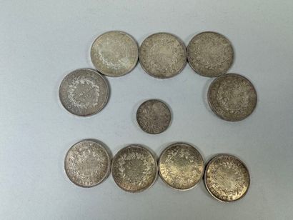 Monnaies :
- 5 pièces de 50 francs Hercule...