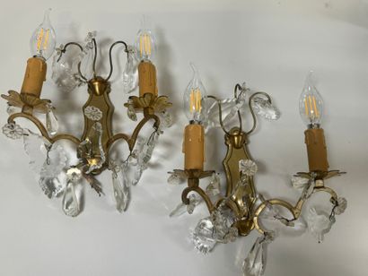 Six-light bronze chandelier with crystal...