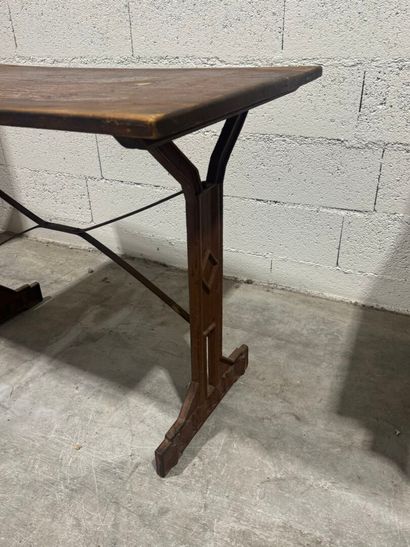 Rectangular bistro table, oak top, cast-iron...