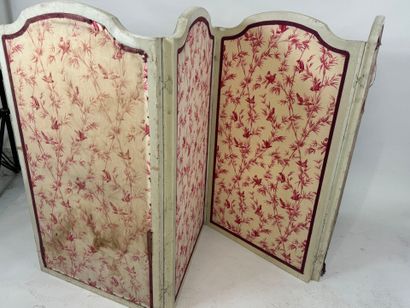 Four-leaf folding screen in molded and lacquered...