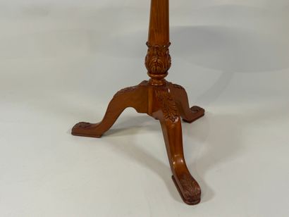 Oval tripod pedestal table in marquetry decorated...