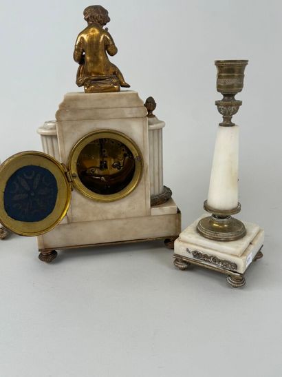 White marble, bronze and brass set decorated...
