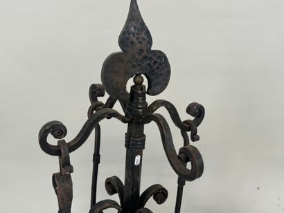 Important pair of cast-iron and metal andirons...
