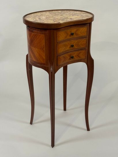Small kidney-shaped bedside table in wood...