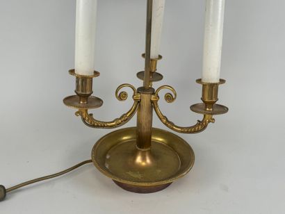 Grande lampe de bureau en bronze doré à trois...
