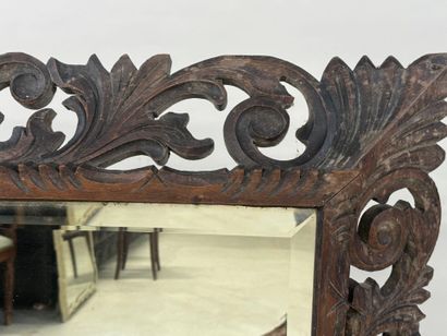 Rectangular mirror in molded, carved and...