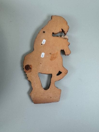 Large circular dish on heel in glazed ceramic...
