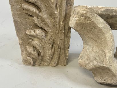 Two stone ornaments, one rectangular with...