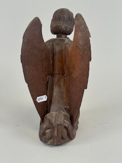 École, XIXe.
Ange agenouillé en bois sculpté.
H....