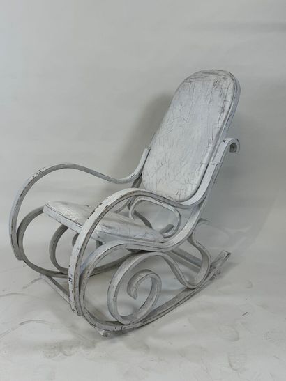 Bentwood rocking chair with painted leatherette...