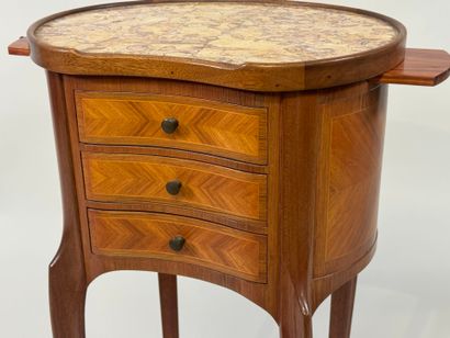 Small kidney-shaped bedside table in wood...