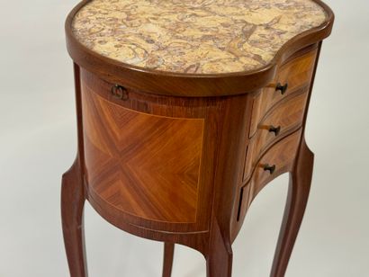 Small kidney-shaped bedside table in wood...