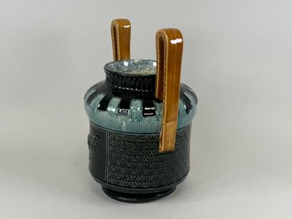Large earthenware cache-pot or vase with...