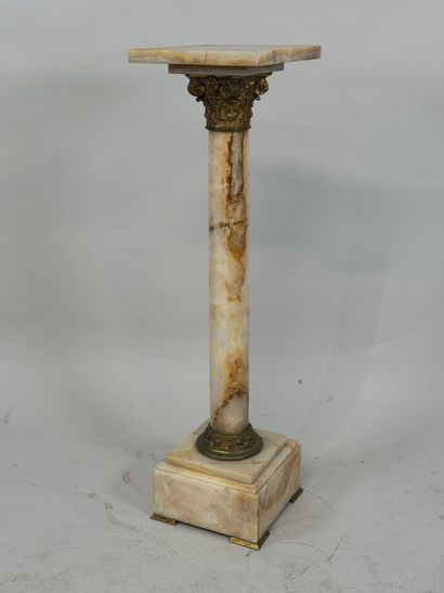 Onyx and bronze column, square base, column...
