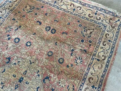 Hand-knotted wool rug decorated with foliate...