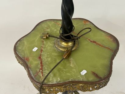 Openwork brass tripod floor lamp, fluted...