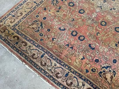Hand-knotted wool rug decorated with foliate...