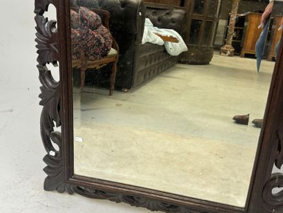 Moulded, carved and openworked wooden mirror...