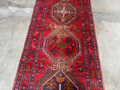 Large hand-knotted wool gallery decorated...
