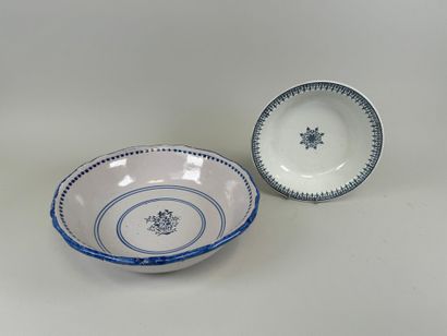 Two earthenware salad bowls, one SARREGUEMINES...