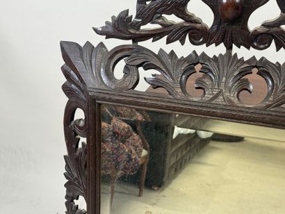 Moulded, carved and openworked wooden mirror...