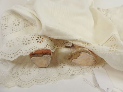 Bisque head doll, fixed eyes, open mouth...