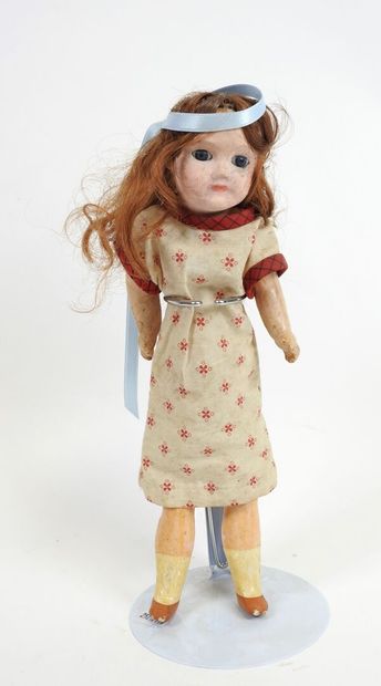 Little doll, boiled cardboard head with open...