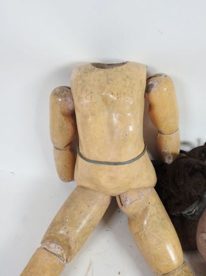 Doll, porcelain head, glass eyes (damaged),...